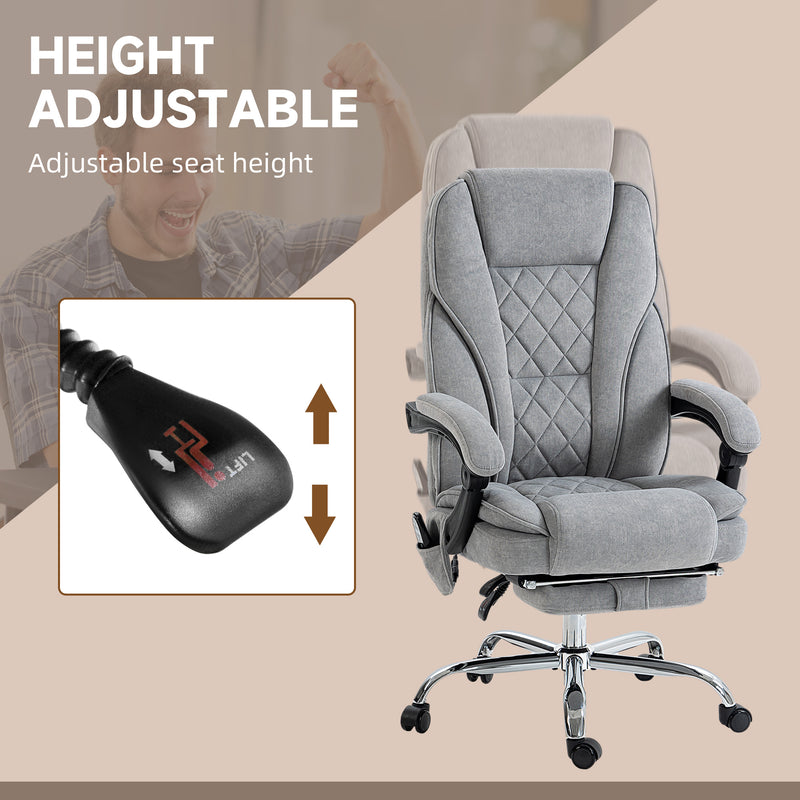 Vinsetto Massage Office Chair, Heated Reclining Computer Chair with Adjustable Height and Footrest, Grey – view 5