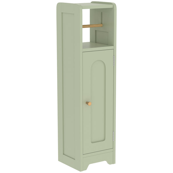 HOMCOM Small Bathroom Storage Cabinet with Toilet Roll Holder - Light Green
