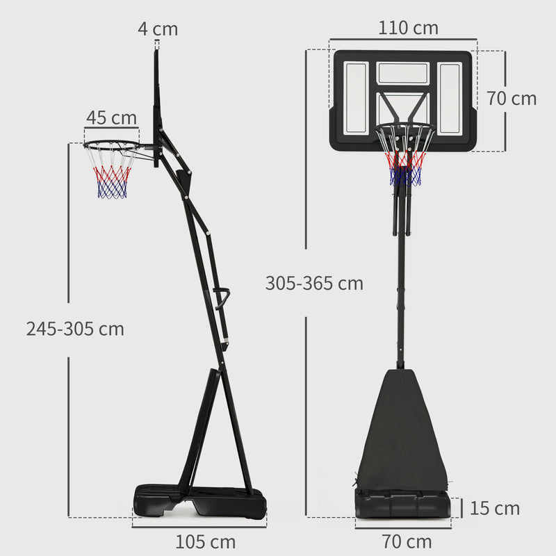 245–305 cm basketball hoop and stand – image 3
