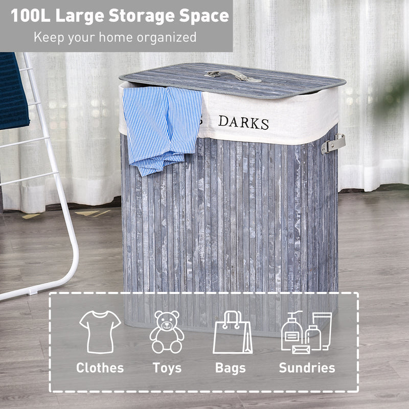100L grey laundry hamper – image 4