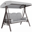 Outsunny 3 Seater Canopy Swing Chair, Outdoor Garden Swing Seat with Adjustable Canopy, Cushions and Cup Trays, Steel
