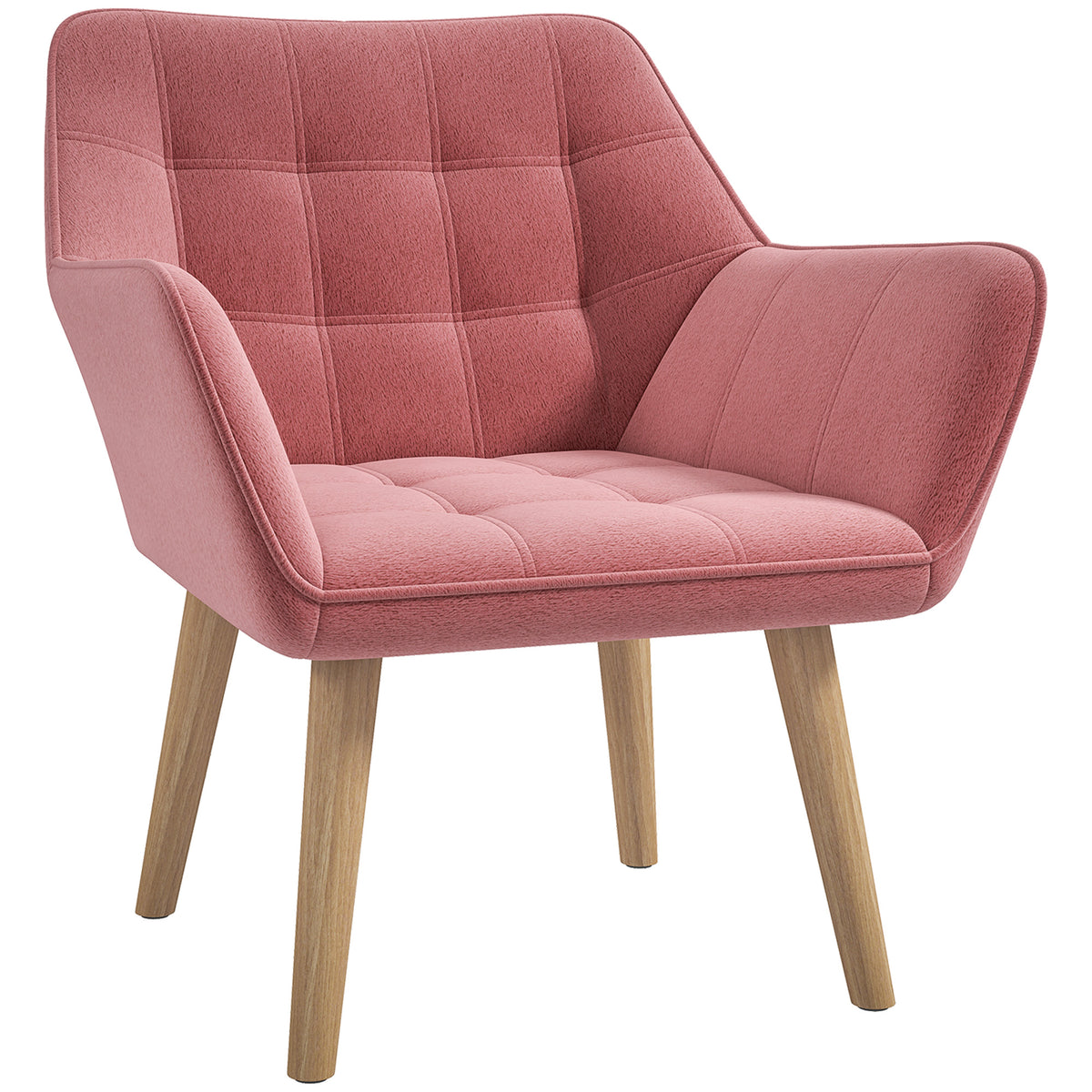 Velvet Accent Chair with Wide Arms – Pink