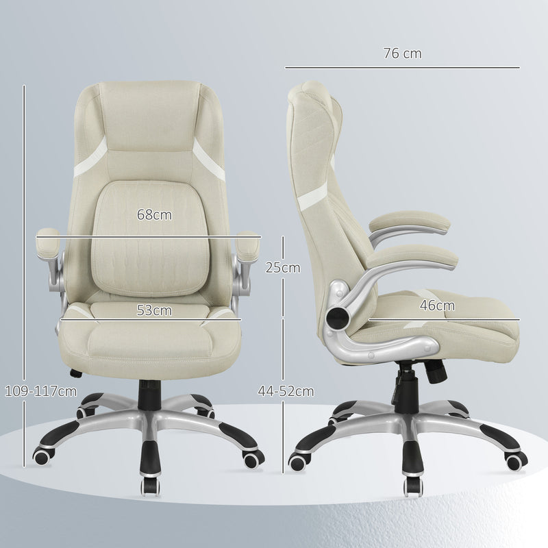 Vinsetto Linen-Look Office Chair, with Adjustable Height and Tension - Beige – view 3