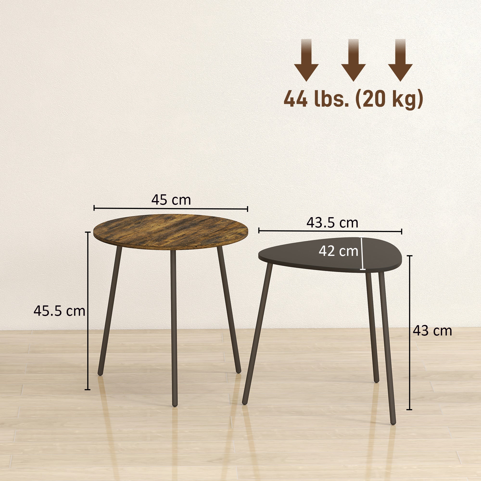 Nesting Side Table Set of 2 - Rustic Brown