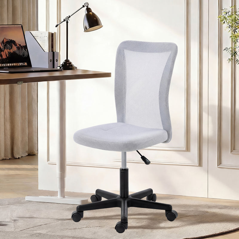 Vinsetto Mesh Office Chair Armless Swivel Executive Computer Desk Chair Adjustable Height Wheels White – view 2