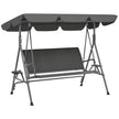 Grey 3-seater garden swing seat with PE rattan seat, tilting canopy and steel frame