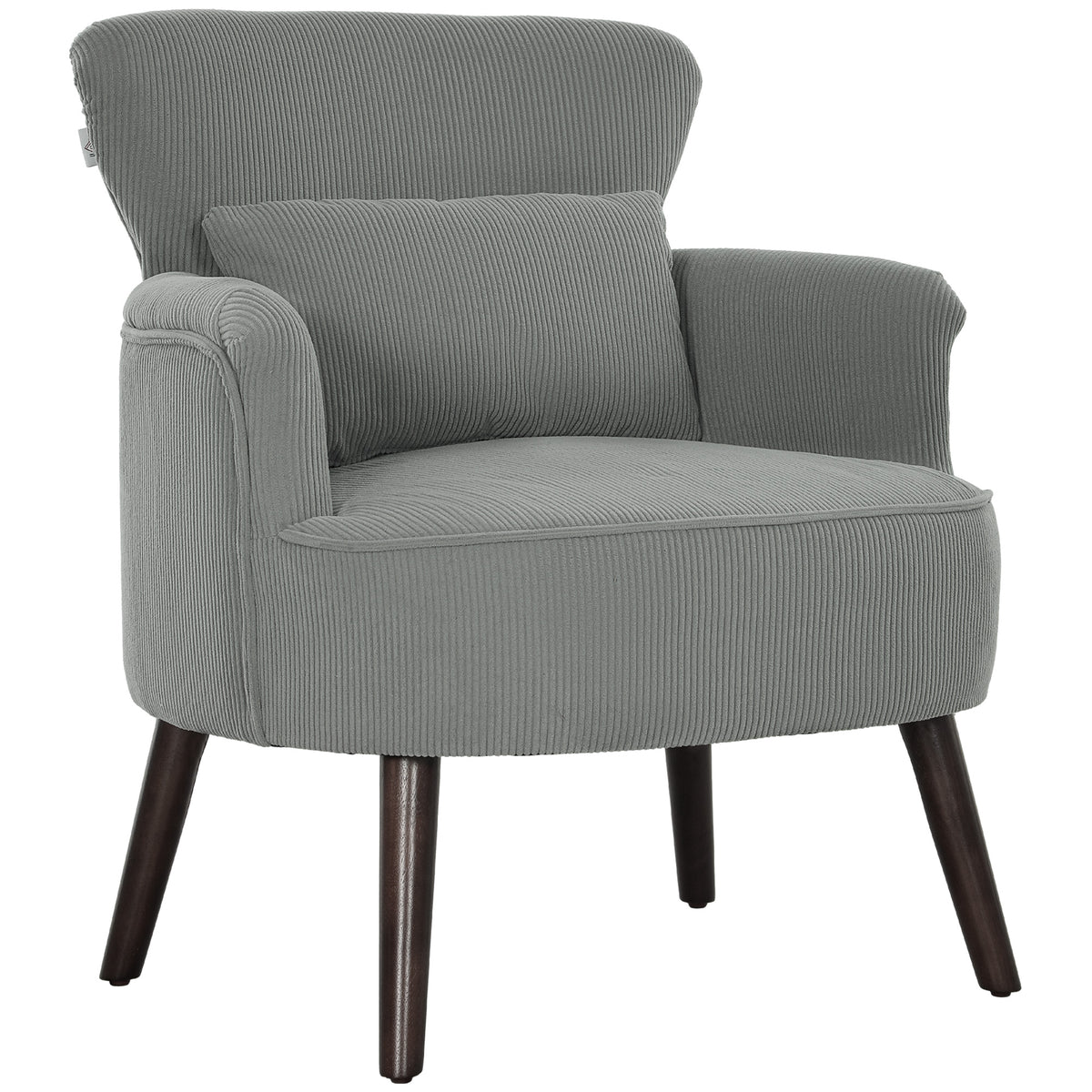 Corduroy Retro Wingback Accent Chair – Light Grey