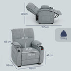 Electric Massage Recliner Armchair with Vibration, Heat, Whisper-Quiet Motor, Memory Function, Velvet Power Reclining Chair with Spring Pack, USB Port, Footrest, Side Pockets, Cup Holders, Grey