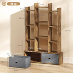 12 Shelf Storage Unit, with Drawers - Brown