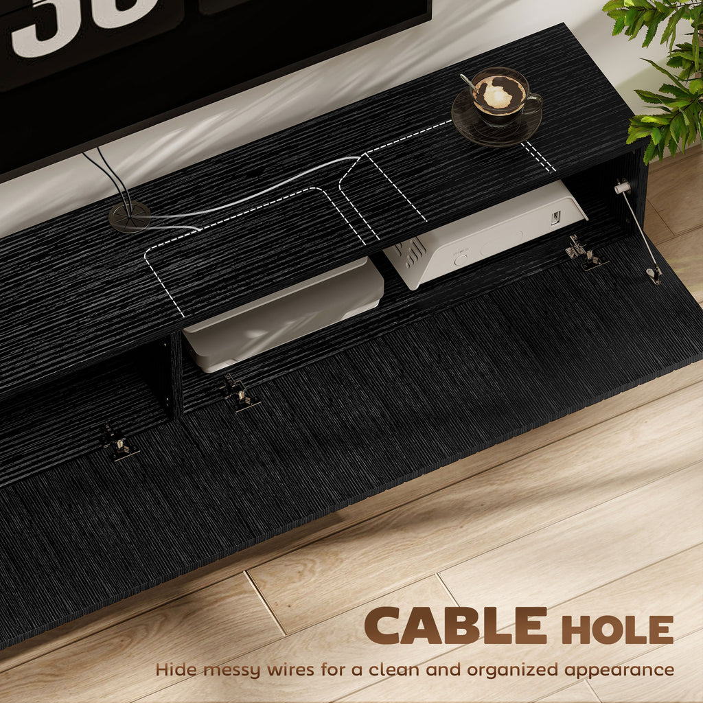 140cm Floating TV Stand, Wall Mount TV Unit with Cable Management Hole, Fits up to 72" TV, Black