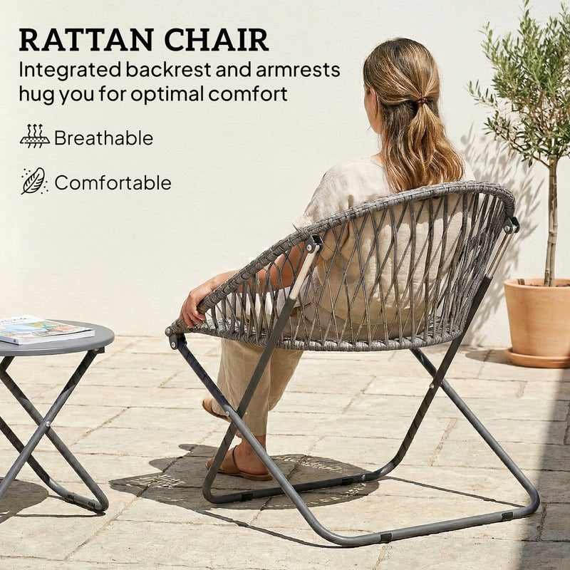 Folding rattan bistro set – image 6