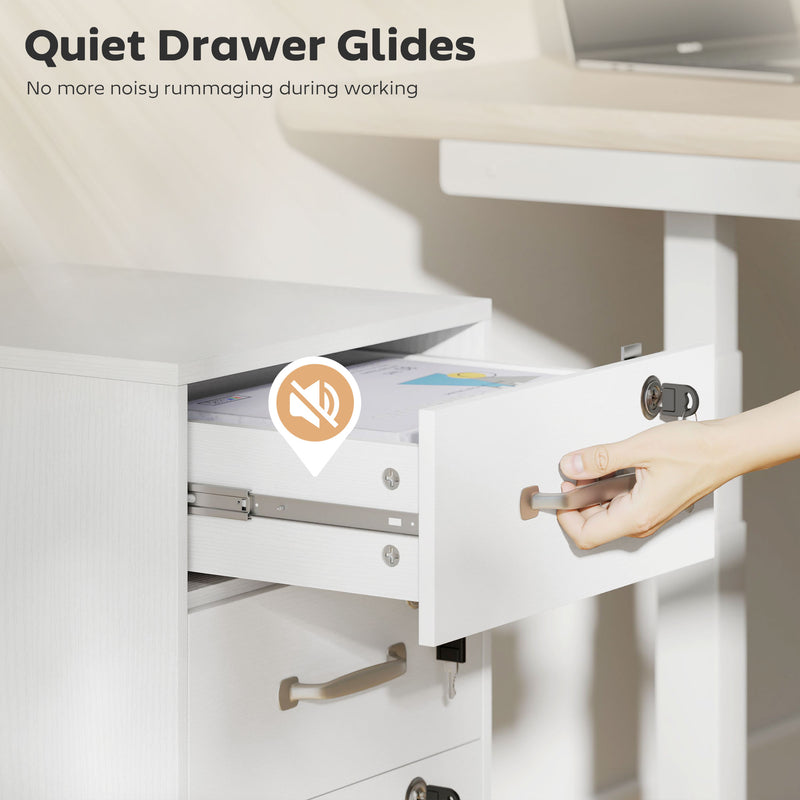 HOMCOM Three Drawer Wood-Effect Filing Cabinet - White – view 6