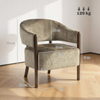 Accent Chair, Upholstered Tub Chair with Solid Wood Frame and Legs, Light Brown