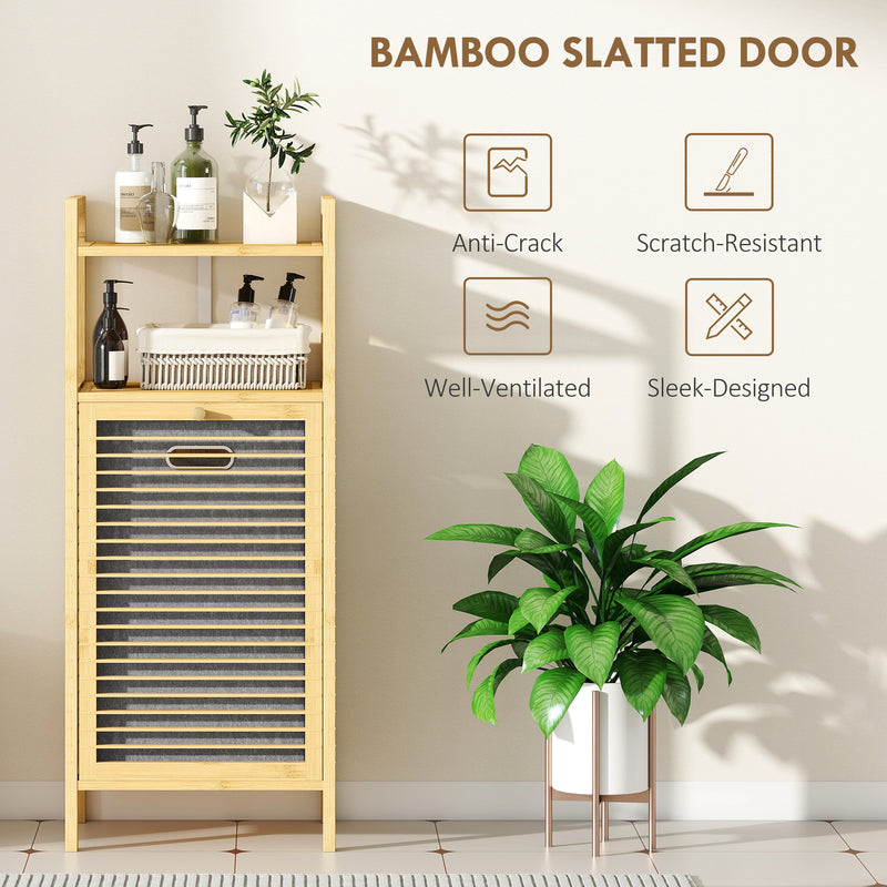 Bamboo laundry cabinet with hamper – image 6
