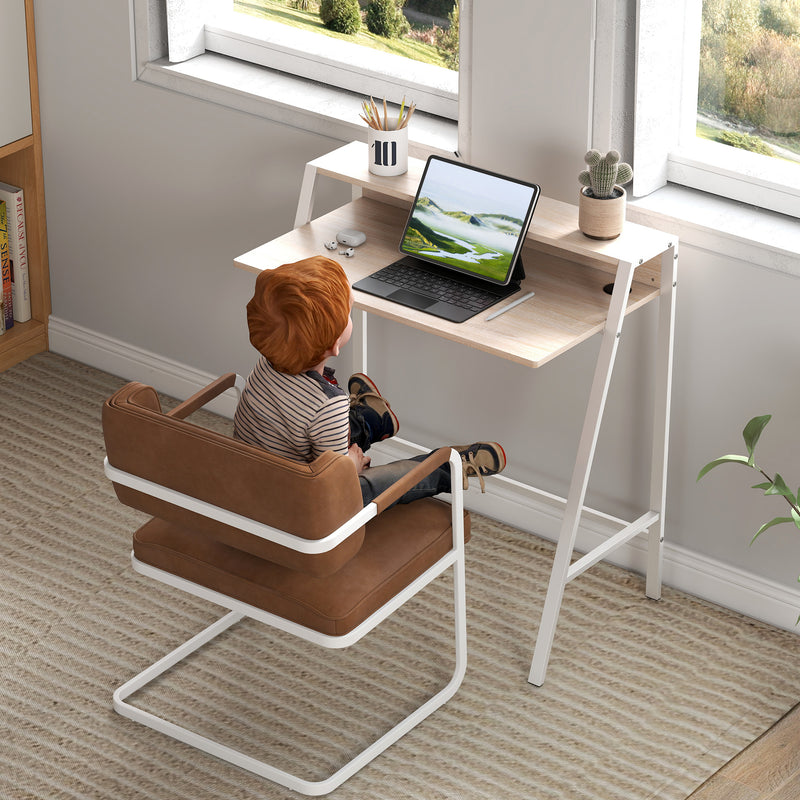 84 cm compact writing desk in white & oak – image 7