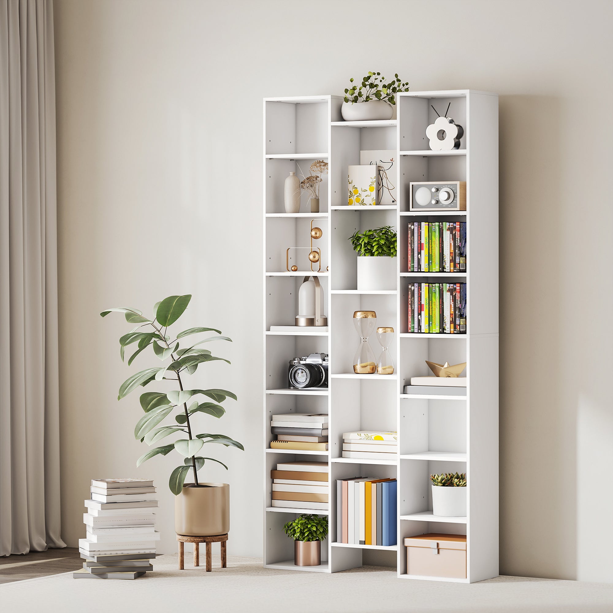 21-Compartment Bookshelf - White