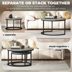 Set of Two Cement-Effect Stacking Tables - Grey