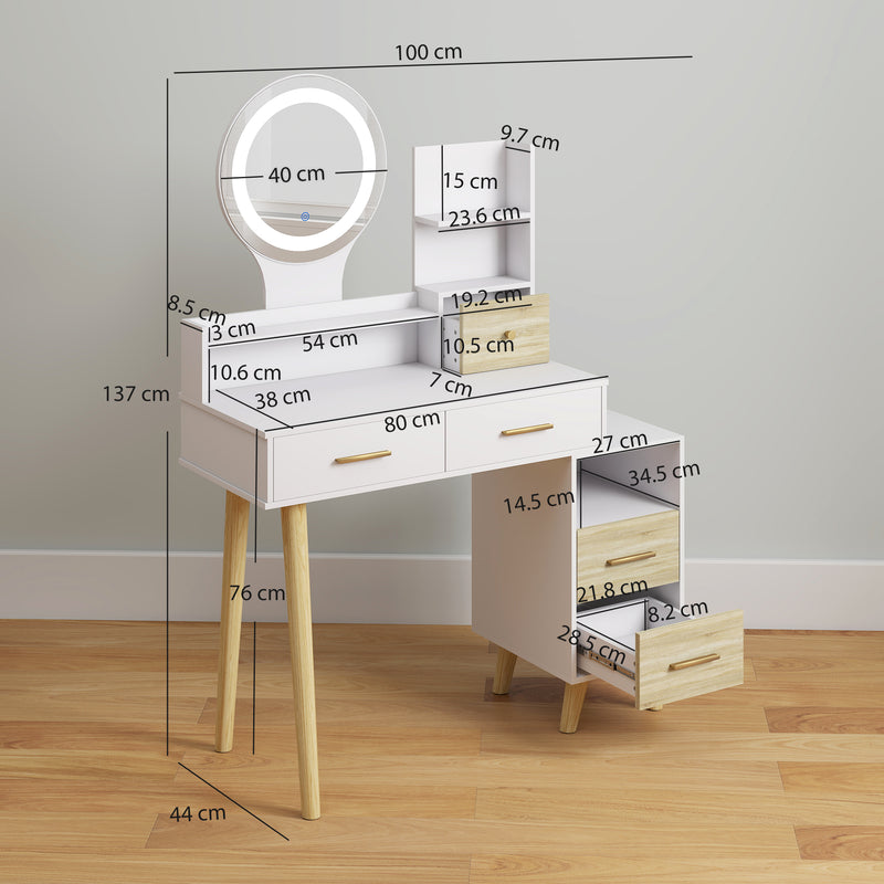 LED round mirror dressing table – image 3