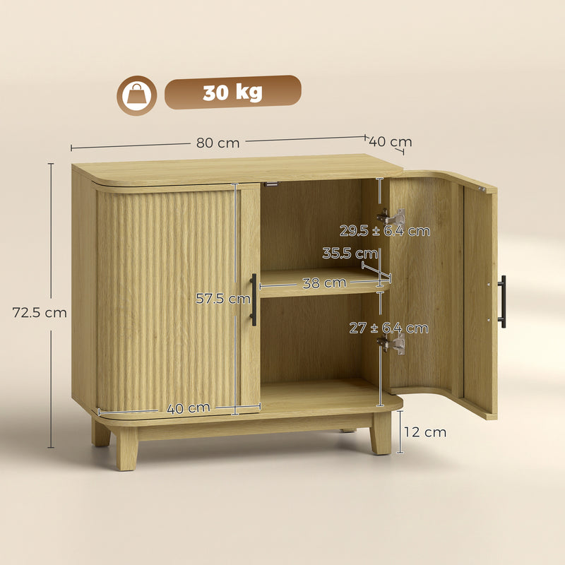 HOMCOM 80cm Sideboard Buffet Cabinet, Storage Cabinet with 2 Curved Doors, Adjustable Shelf and Legs for Dining Room – view 3