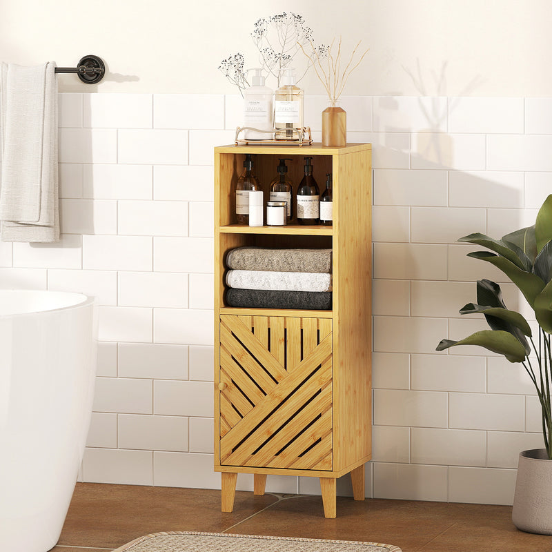 Slim bamboo-door bathroom cabinet – image 10