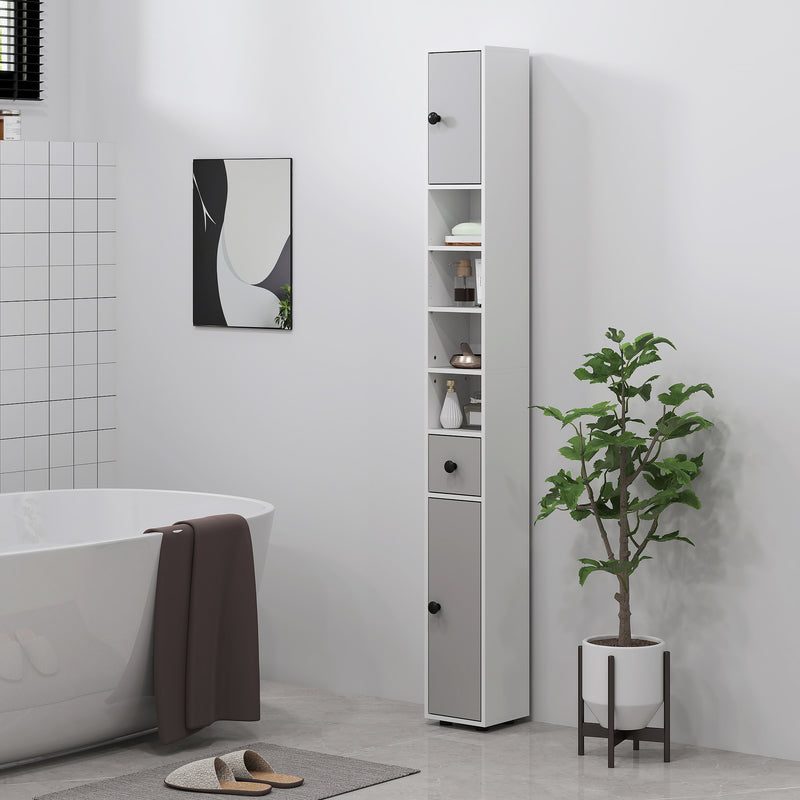 Slim 180 cm light grey bathroom cabinet – image 7