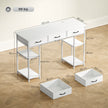 HOMCOM 120cm Computer Desk with Power Outlets, Office Desk Study Table with 3 Fabric Drawers and 4 Storage Shelves – view 3