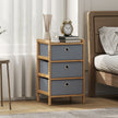 HOMCOM Chest of Drawers, 3 Fabric Drawers Narrow Dresser with Bamboo Frame, Light Grey – view 2