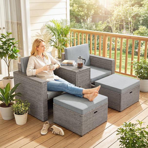 5-piece rattan storage lounge set – image 2
