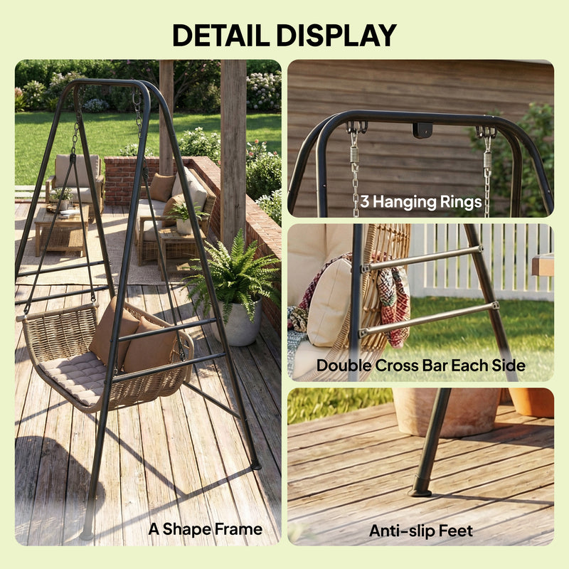Outsunny Hammock Chair Stand Only, 150KG Load Capacity, for Indoor Outdoor, Black – view 7