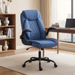 HOMCOM Linen-Look Computer Desk Chair, Executive Office Chair with Flip-Up Armrests and Thick Cushion, Blue – view 2