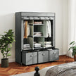 Light grey fabric wardrobe with drawers – image 2