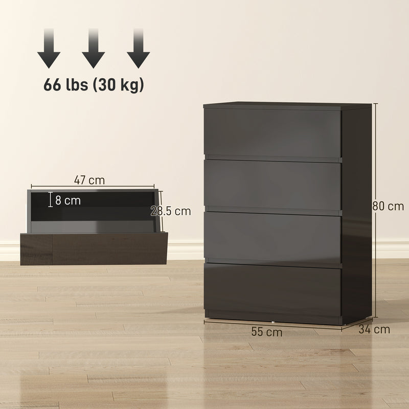 HOMCOM Chest of Drawers, 4-Drawer Storage Cabinets, Modern Dresser, Storage Drawer Unit for Bedroom – view 3