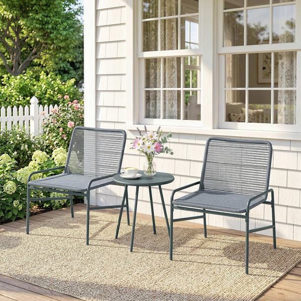 3-piece dark grey rattan bistro set – image 2