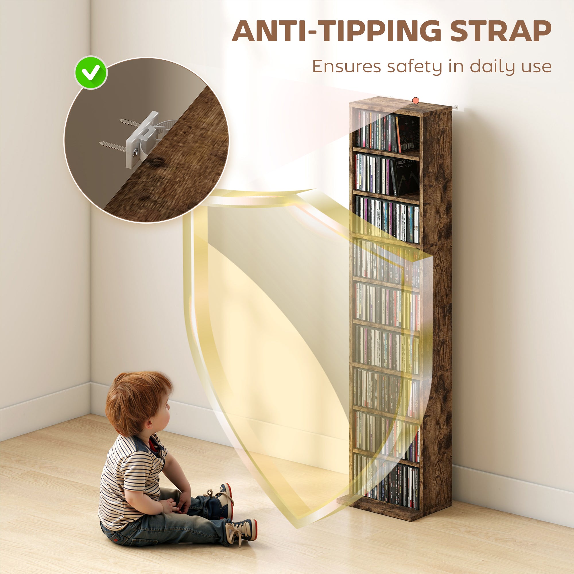 260 Narrow CD Storage Unit - Rustic Brown