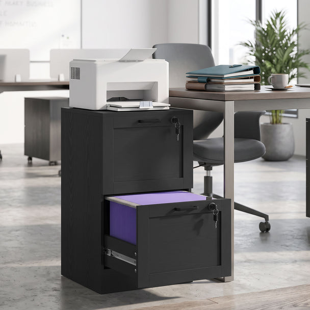 HOMCOM 2-Drawer Filing Cabinet with Lock - Black – view 2