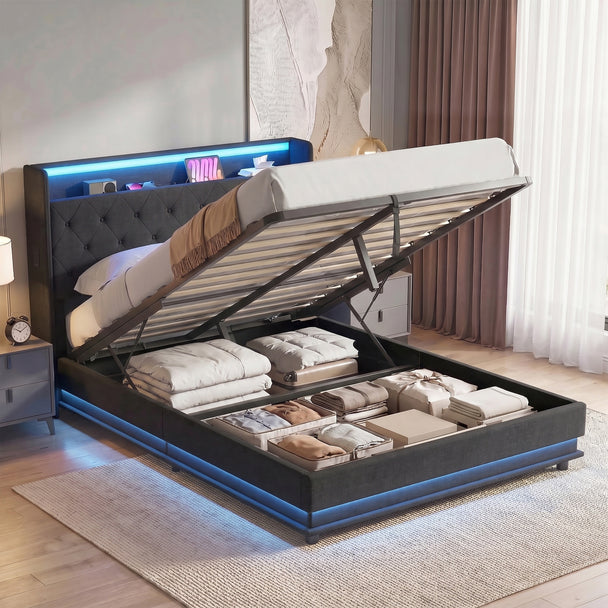 4ft6 double ottoman bed with LED – image 2