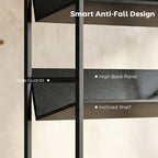 Bookshelf 5-Tier Metal Frame Bookcase Storage Shelves for Living Room Black