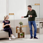 Side Table, Narrow End Table with Storage Shelves, S-Shaped, 3-Tier, 50W x 19.5D x 58H cm, Rustic Brown