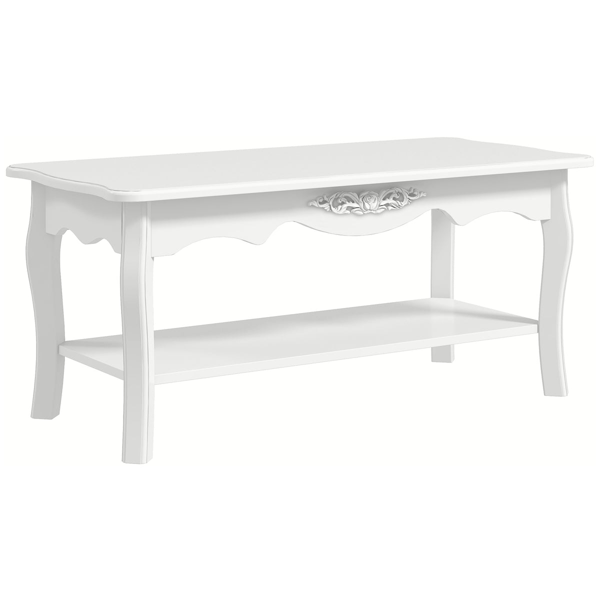 94 cm Coffee Table with Lower Storage Shelf – White