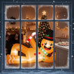 Illustrative Christmas scene with several inflatable decorations