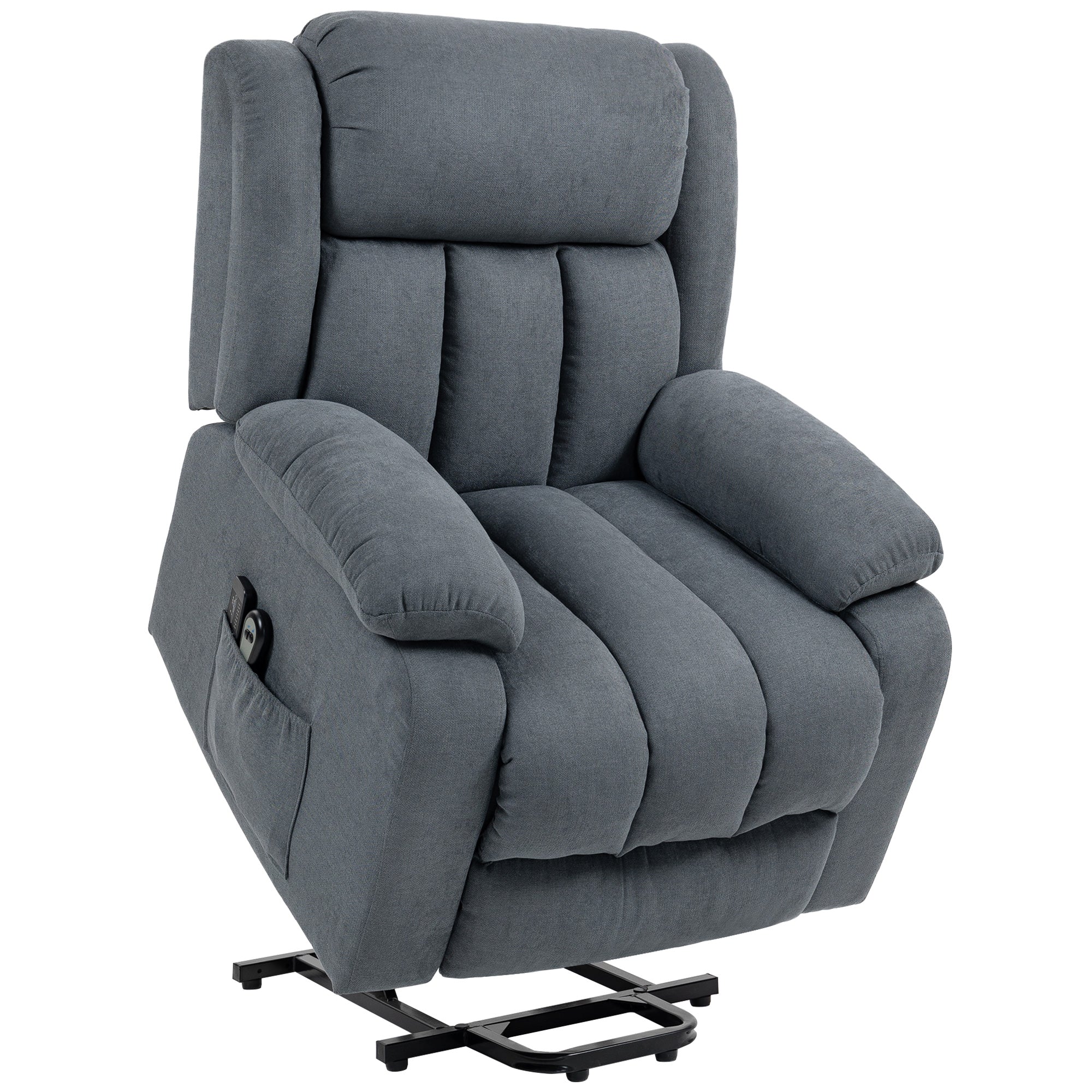 HOMCOM Power Lift Recliner Chair with Vibration Massage, Lift Chair for Elderly with Footrest, Remote, Side Pocket, Grey