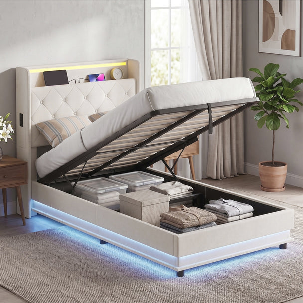 3ft single ottoman bed with LED – image 2