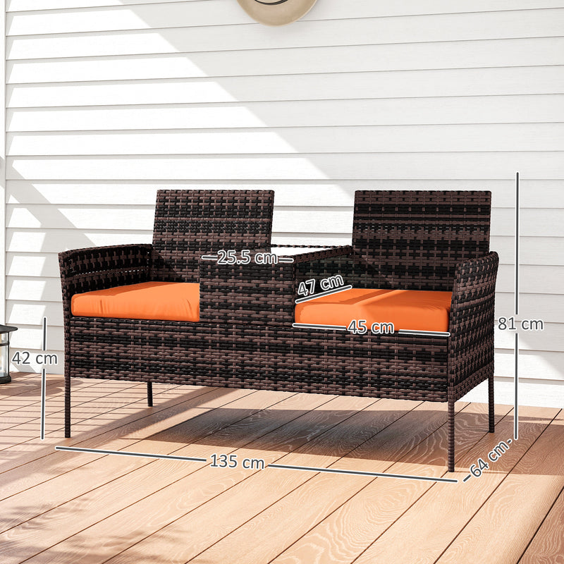Rattan double chair with middle table – image 3