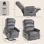 Power Lift Recliner with Vibration Massage and Heat, Lift Chair for Tall with Wood Grip, Pocket Spring, Light Grey