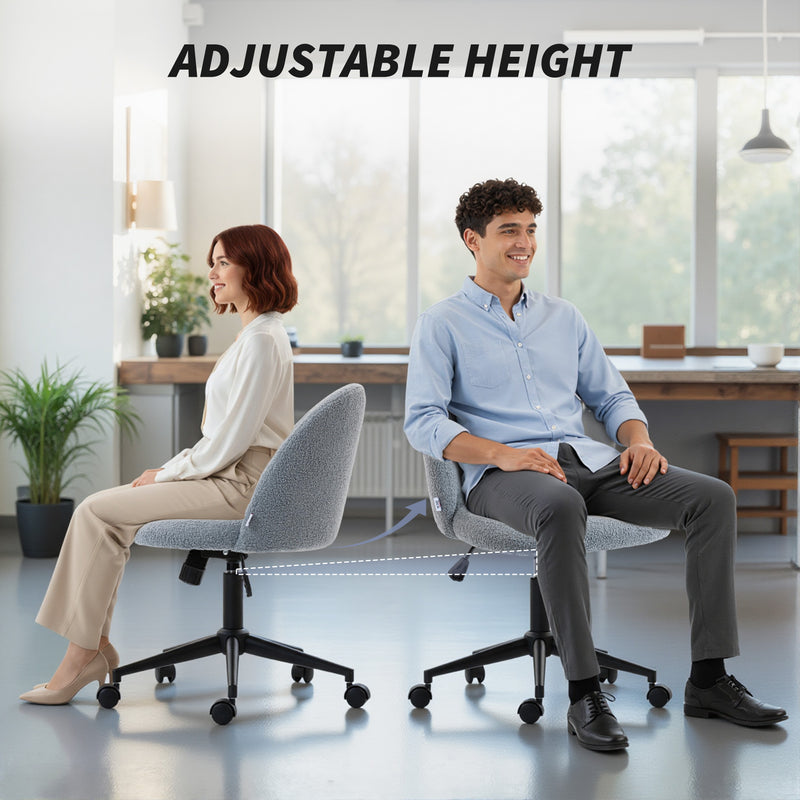 HOMCOM Teddy Fleece Office Chair with Wheels - Grey – view 6