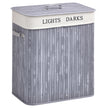 Grey 100L foldable wooden laundry hamper with lid, handles and two-section liner