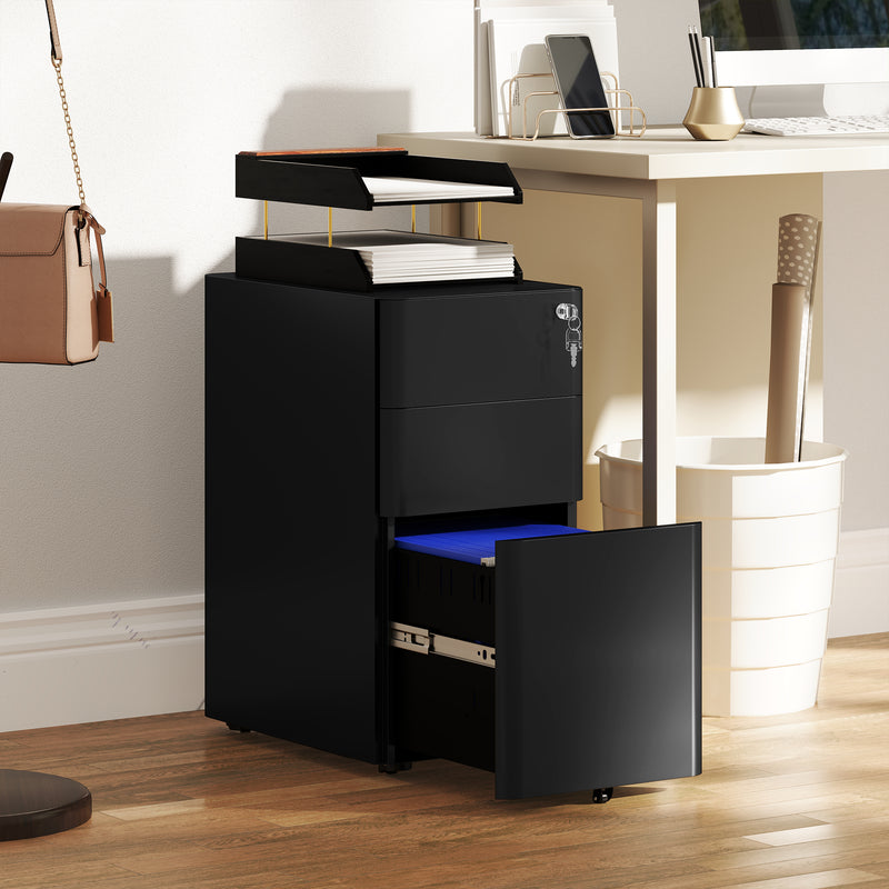 Handle-free steel filing cabinet – black – image 10