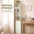 Bookcase Adjustable Shelf Bookshelf Anti-Tip Hardware 6-Tier Storage Cabinet Light Green