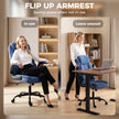 HOMCOM Linen-Look Computer Desk Chair, Executive Office Chair with Flip-Up Armrests and Thick Cushion, Blue – view 7