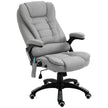 Light grey fabric heated massage recliner office chair with padded armrests, high back and remote